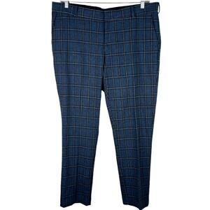 Asos Mens Wool Blend Pants Blue Plaid 38" x 30" Career New